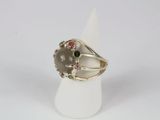 bague en argent sterling ornée de pierres multicolores et d'une pierre centrale