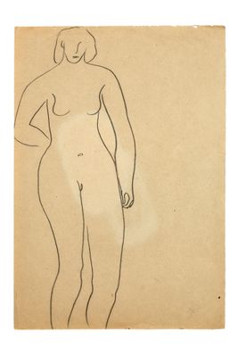 a drawing of a woman standing with her hands on her hips