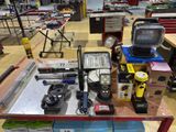 a table with a lot of tools on top of it
