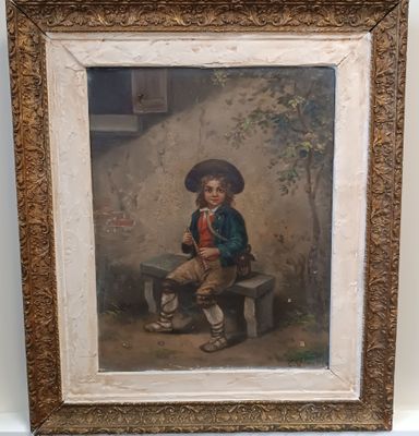 C; WINCKLES (?) "Portrait d'un jeune garçon à la flûte".