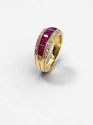 Bague jarretière en or jaune 750 °/°°° (18K) sertie d'une li… - Photo 1