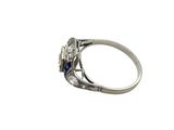 an image of a diamond and sapphire ring on a white background