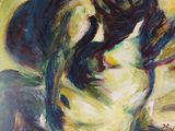 an image of a painting of a woman sitting on a couch