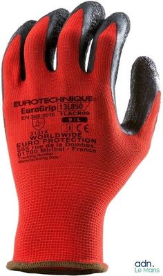 a pair of red gloves with black fingertipss on a white background