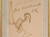 framed drawing of a horse with writing on it in a gold frame