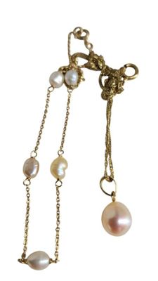 Collier en or coupé de perles baroques, PB. - Photo 1