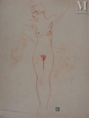 Etude pour un nu par Charles Emile Carlegle, dessin original - Photo 1