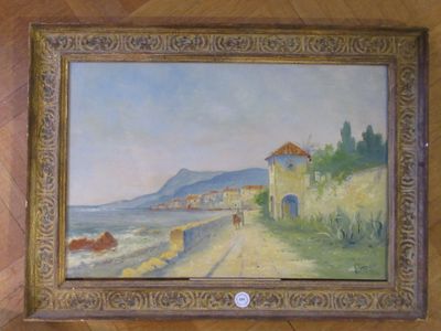 Louis LARTIGAU fin XIXème Huile sur toile "Vue de Menton" 64…