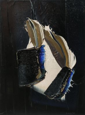 un tableau représentant une paire de chaussures posée sur une table