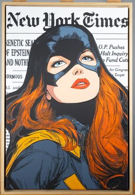 une affiche représentant une femme déguisée en Catwoman en couverture du New York Times