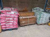several pallets of wood are stacked on pallets in a warehouse