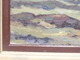 a picture of a painting of a landscape with mountains in the background