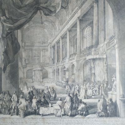 un dessin représentant une grande pièce avec des personnes à l'intérieur