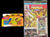une photo d'une boîte de cartes Pokémon et d'une boîte de crayons