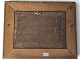 an old picture frame with a rope hanging from it ' s side