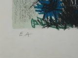an image of a drawing of a blue flower on a white paper