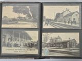 plusieurs vieilles photos en noir et blanc d'une gare