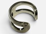 an image of a silver ring with a curved design on it