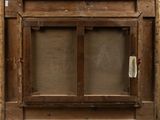 painting of an old window with a wooden frame and a window pane