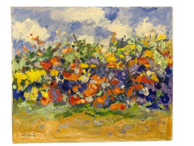 une image représentant un tableau de fleurs dans un champ