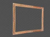un cadre en bois sur fond transparent, avec une ombre