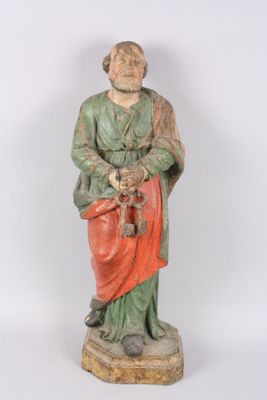 Saint Pierre en bois polychrome.