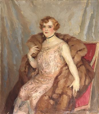 an image of a painting of a woman sitting in a chair