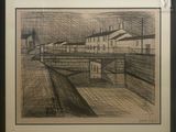 an image of a drawing of a train crossing a bridge over a river