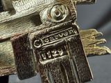 a close up of a metal object on a table