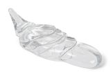 objet en verre transparent sur fond blanc, avec un fond blanc