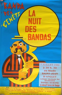 poster of a man in a suit with a trumpet in his hand