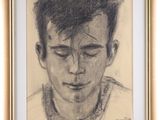 une image représentant le dessin d'un jeune homme les yeux fermés