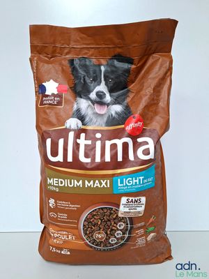 un gros plan sur un sac de croquettes pour chien avec le visage d'un chien