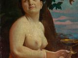 an image of a painting of a woman holding a wine glass