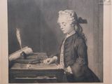 an old black and white photo of a young girl writing