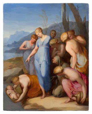une image d'un tableau représentant un groupe de personnes sur une plage