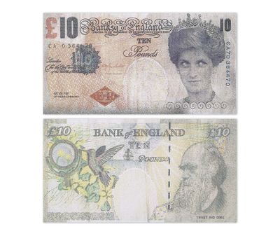 two bank notes with a picture of a woman on them