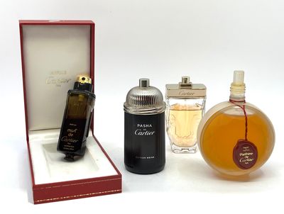 CARTIER. Ensemble de 3 flacons et 1 vaporisateur d'eaux de p…