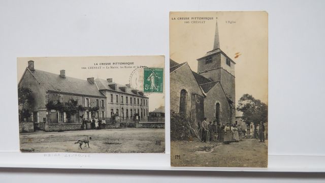 Cressat : Lot de 2cpa : La Mairie, les Ecoles et laPoste, PM 1444...
