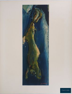an image of a painting of a woman standing on a surfboard