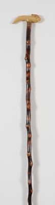 Canne décorative à fût en fût en épineux tavelé, pommeau béquille en c - Photo 1