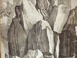 a drawing of a man and a woman in a cave