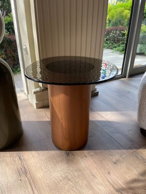 1 table basse « Mushroom » bois et verre trempé 54 x47,5 x 5…