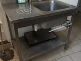 a kitchen with a sink and a stove in it