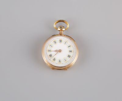 pocket watch with roman numerals on the dial and roman numerals on the face