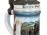 a beer mug with a picture of a man and a woman on it