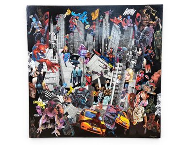 an image of a collage of comic characters on a black background