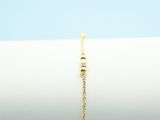 gold plated chain bracelet with a white bead and a gold plated clasp