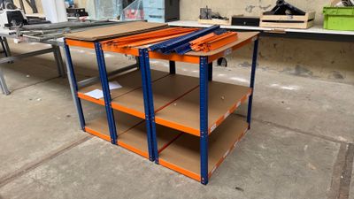 a shelf that has a bunch of shelves on it
