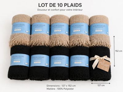 Lot de 10 plaids jetés de canapés